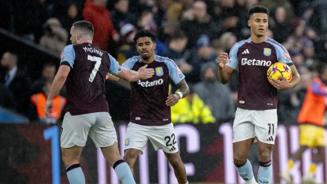 Foto: Ollie Watkins mencetak gol penyama kedudukan di pertandingan antara Aston Villa vs Crystal Palace FC, Sabtu (23/11/2024)