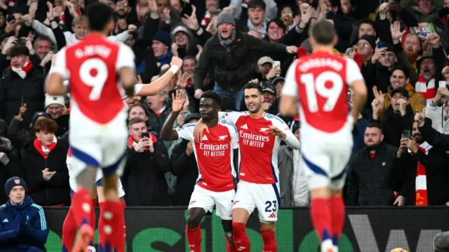 Bukayo Saka mencetak gol pertama saat melawan Nottingham Forest, Sabtu (23/11/2024)